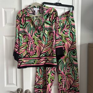 Joseph Ribkoff Multicolor Paisley Blouse and pant set- Percext resort wear!!
